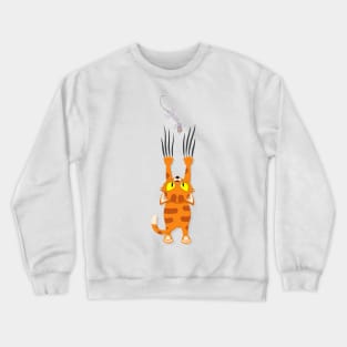 The cat is clinging and scratching Crewneck Sweatshirt